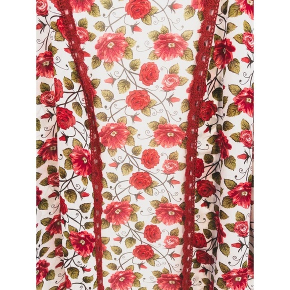 LuLaRoe Kimono Coverup Womens Medium White Red Rose Floral Lace Trim Chiffon - Picture 4 of 8